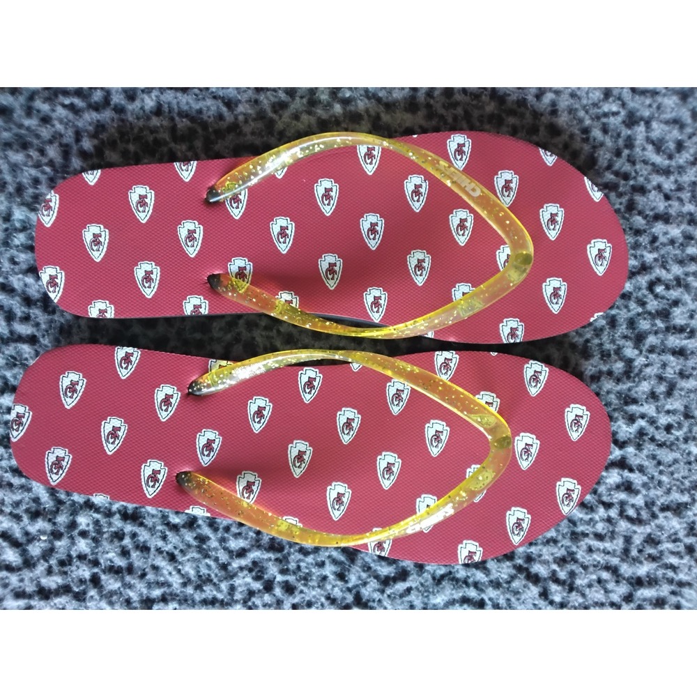 Kansas City Chiefs Flip Flops Red Yellow Glitter Thong Sandals PING0321-00001